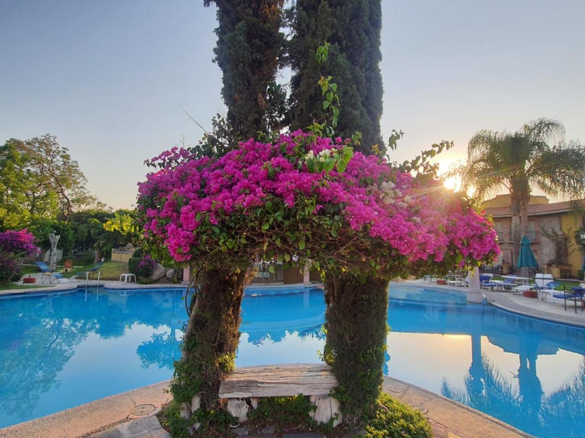 Gran Hotel Hacienda De La Noria Aguascalientes Eksteriør billede Bougainvillea at the pool
